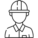 Icon von einem Menschen mit Bauhelm